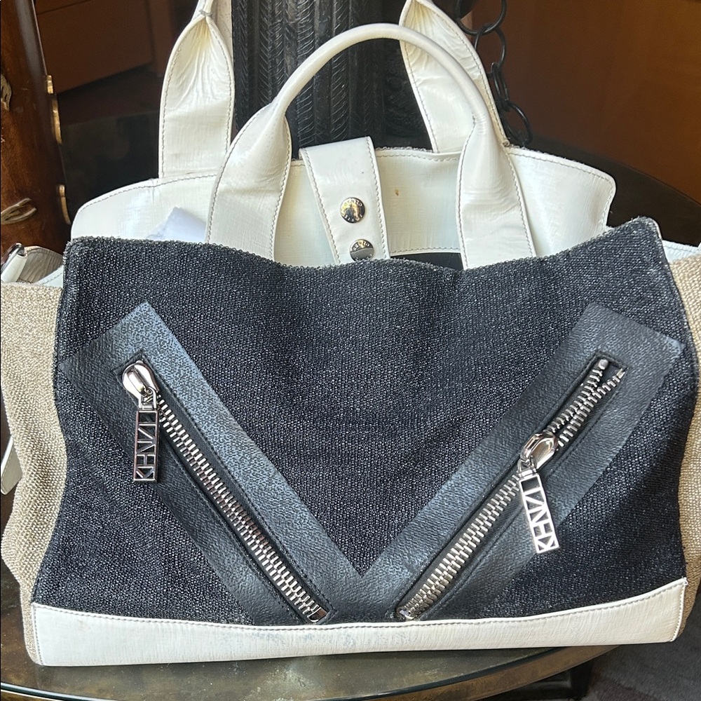 Kenzo Cream and Silver Buttoned Strap
